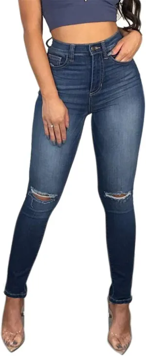 Women's High Waisted Jeans for Women Ripped Skinny Stretch Jeans Distressed Butt Lifting Denim Pants