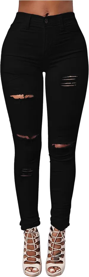 Women's High Waisted Jeans for Women Ripped Skinny Stretch Jeans Distressed Butt Lifting Denim Pants
