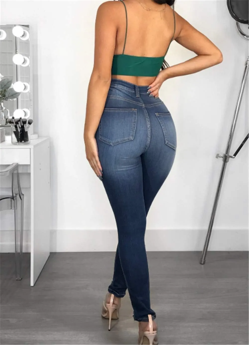 Women's High Waisted Jeans for Women Ripped Skinny Stretch Jeans Distressed Butt Lifting Denim Pants