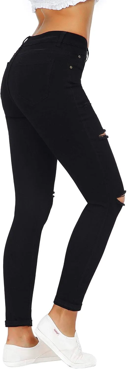Women's High Waisted Jeans for Women Ripped Skinny Stretch Jeans Distressed Butt Lifting Denim Pants