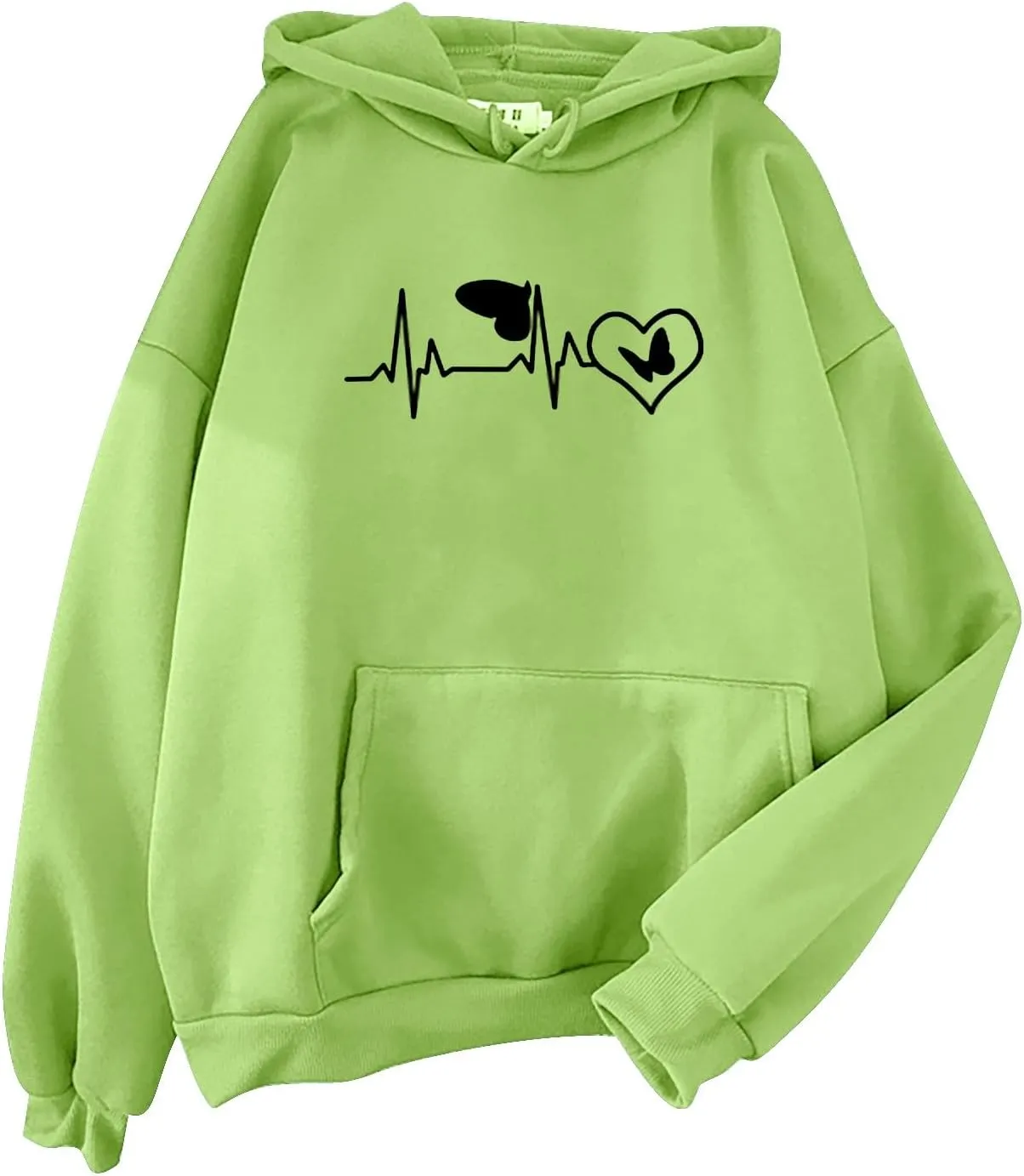 Women's Hoodies Pullover Cute Heart Sweatshirts Long Sleeve Tops with Pockets Loose Hooded Oversized Outerwear
