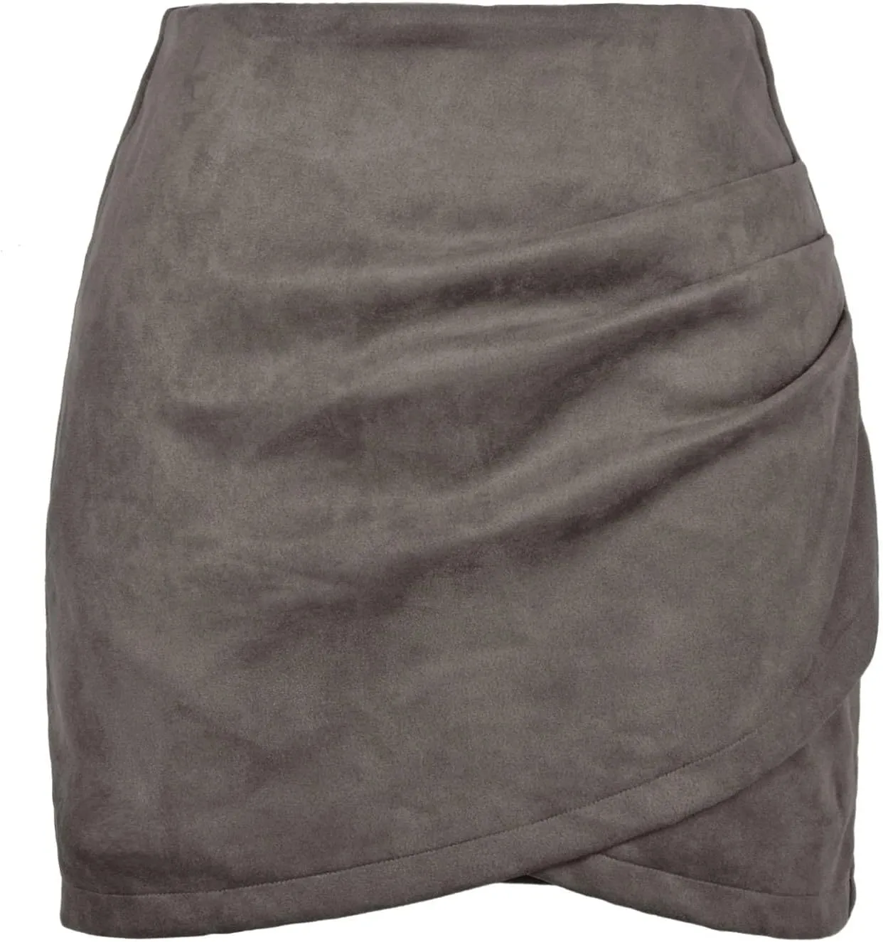 Women's Mid Waist Corduroy A-line Slim Fit Mini Skirt Autumn Winter Faux Suede Bodycon Short Pleated Skirt