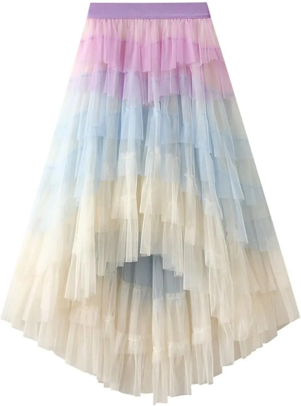 Women's Midi Skirts Vintage Party A-Line Irregular High Waist Cocktail Wedding Flared Skirt
