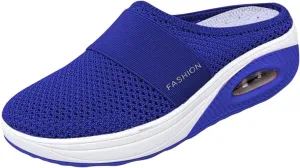 Womens Mules Lightweight Walking Slippers Summer Slip On Mule Shoes Backless Orthopedic Platform Sliipers Breathable Mesh Air Cushion Sneakers Arch Support Wedge Slipper Diabetic Walking Shoes
