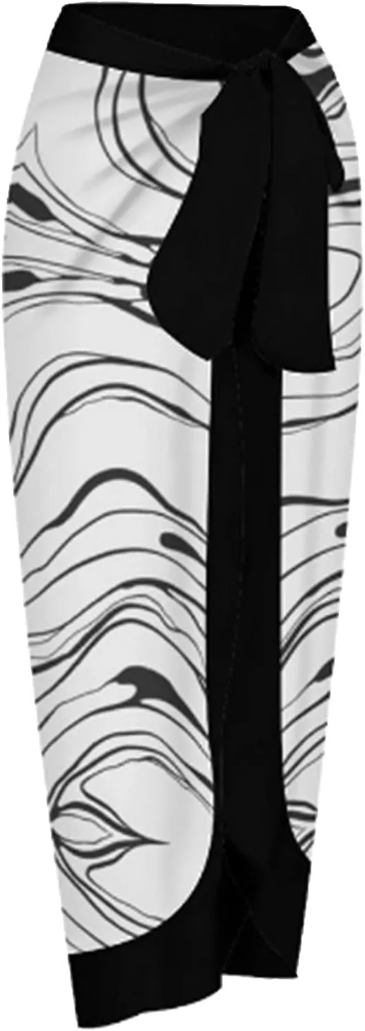 Womens One Piece Swimsuits Tummy Control Bikini Set with Wrap Sarong Skirt Retro Floral Sexy Bathing Suits Beach Swim Suit