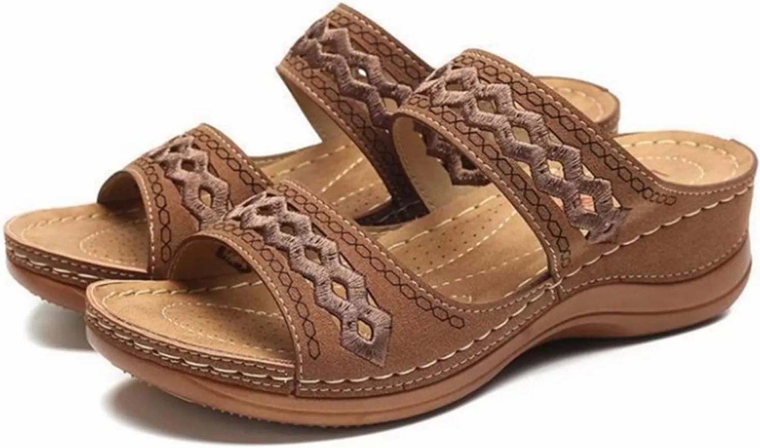 Womens Orthopedic Sandals Wide Width Open Toe Slip On Slides Casual Dressy Summer Beach Walking Platform Sandals