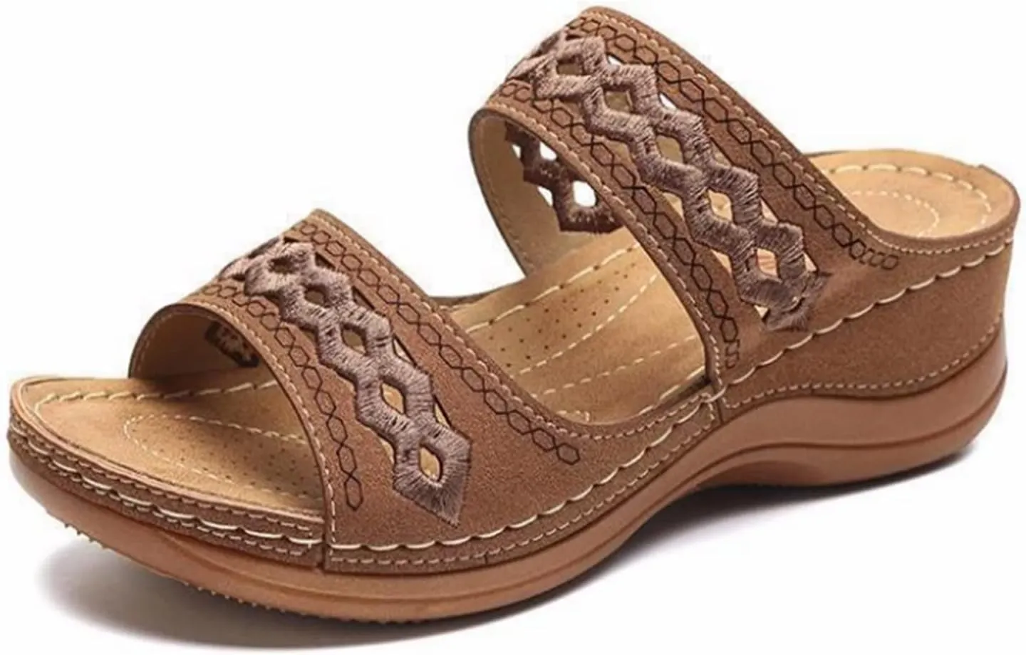 Womens Orthopedic Sandals Wide Width Open Toe Slip On Slides Casual Dressy Summer Beach Walking Platform Sandals