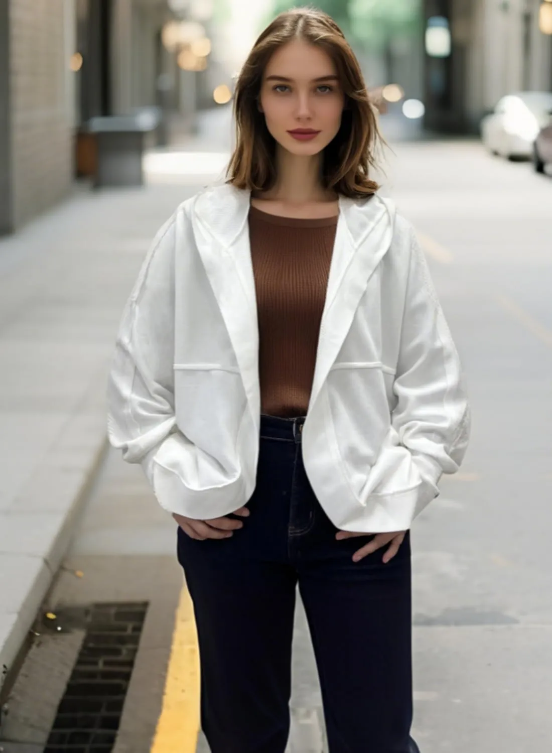 Womens Oversized Cardigan Hooded Open Front Sweatshirt Drop Shoulder Long Sleeve Fall Jackets Outwear