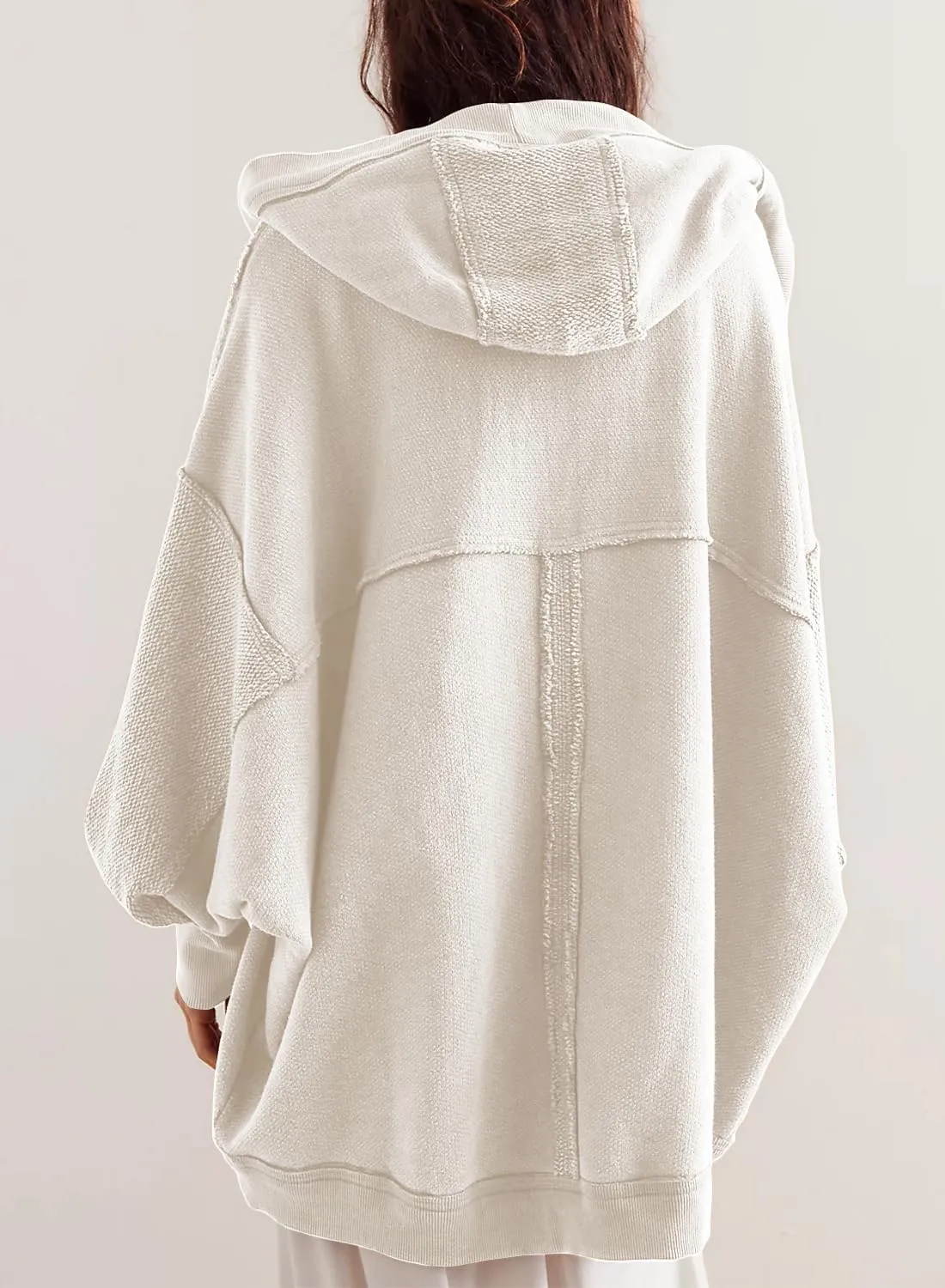 Womens Oversized Cardigan Hooded Open Front Sweatshirt Drop Shoulder Long Sleeve Fall Jackets Outwear