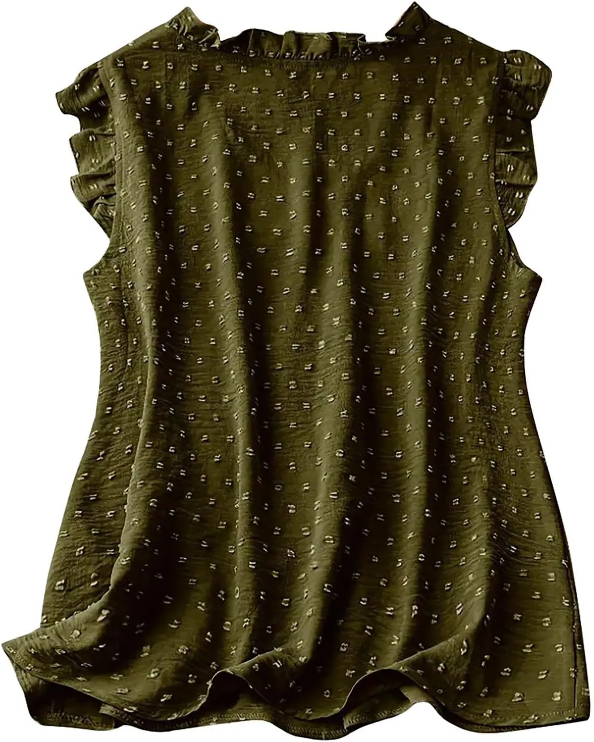 Women's Petal Sleeveless Solid Tank Ruffle Trim Loose Fit Camisole V Neck Top Pompom Embellished Shirt