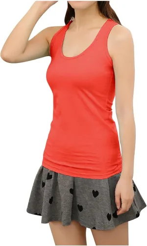 Womens Racerback Tank Tops Summer Casual Sporting Plus Size Vests Solid Color Sleeveless Crewneck Slim Athletic Vest