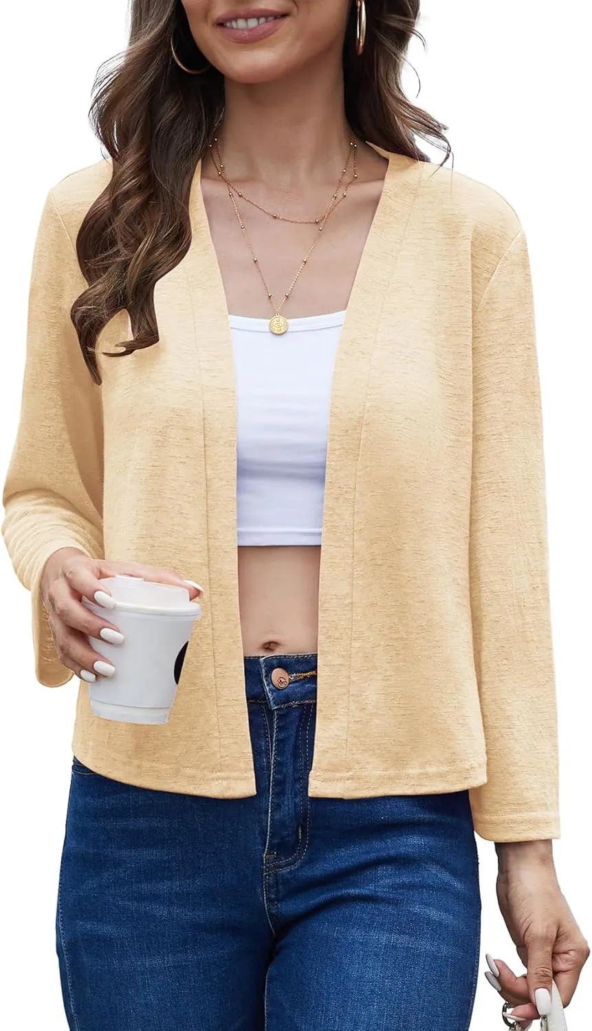 Womens Shrugs Open Front Cropped Cardigan Bolero Shrugs for Dresses Summer Lightweight Cardigan Knit Sweater