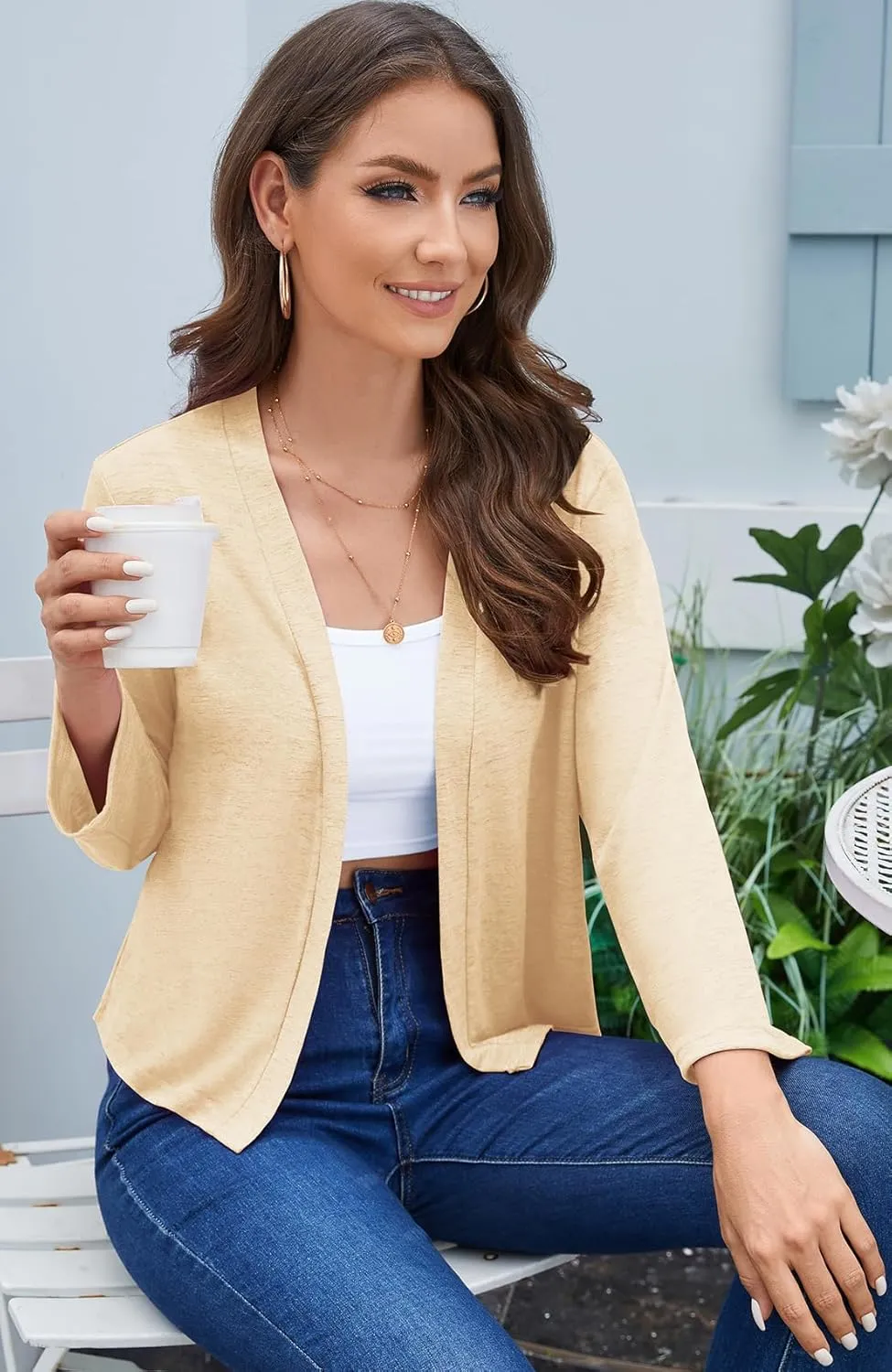 Womens Shrugs Open Front Cropped Cardigan Bolero Shrugs for Dresses Summer Lightweight Cardigan Knit Sweater