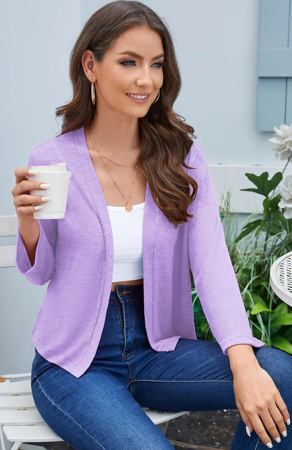 Womens Shrugs Open Front Cropped Cardigan Bolero Shrugs for Dresses Summer Lightweight Cardigan Knit Sweater