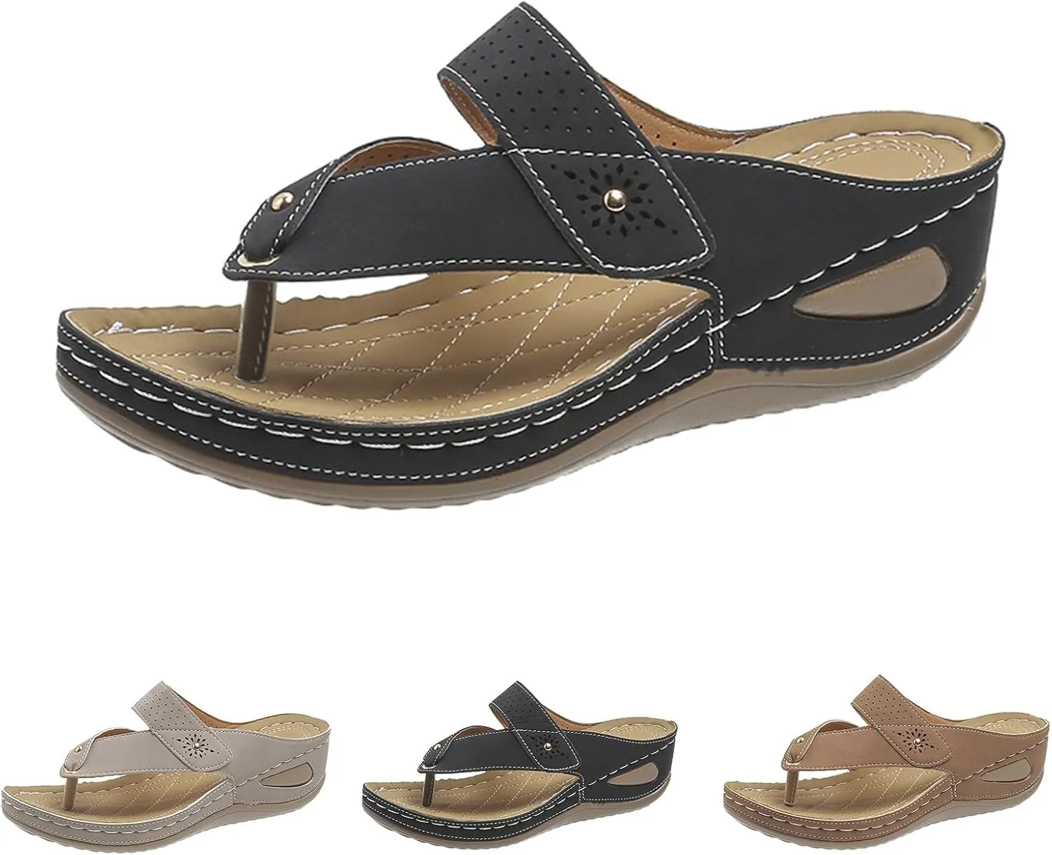 Women's Slippers Summer Clip Toe Orthopedic Wedge Heel Lightweight Flip Flops Wear Beach Womens Wool Slippers