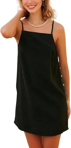 Women's Summer Dresses Sleeveless Low Back Casual Beach Vacation Mini Dress A Line Slim Tank Sundress 2025