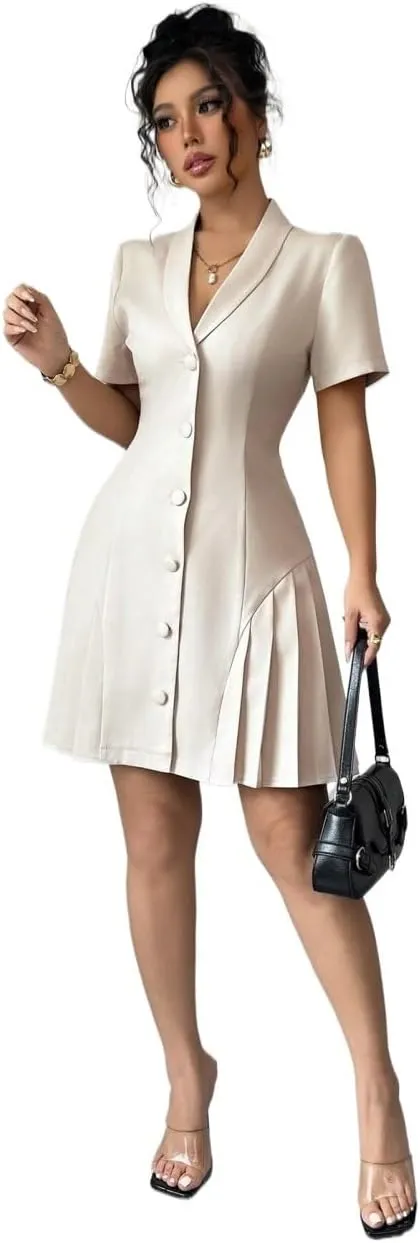 Women's Summer Mini Dress A-Line Ruffle Short Sleeve Mini Dress