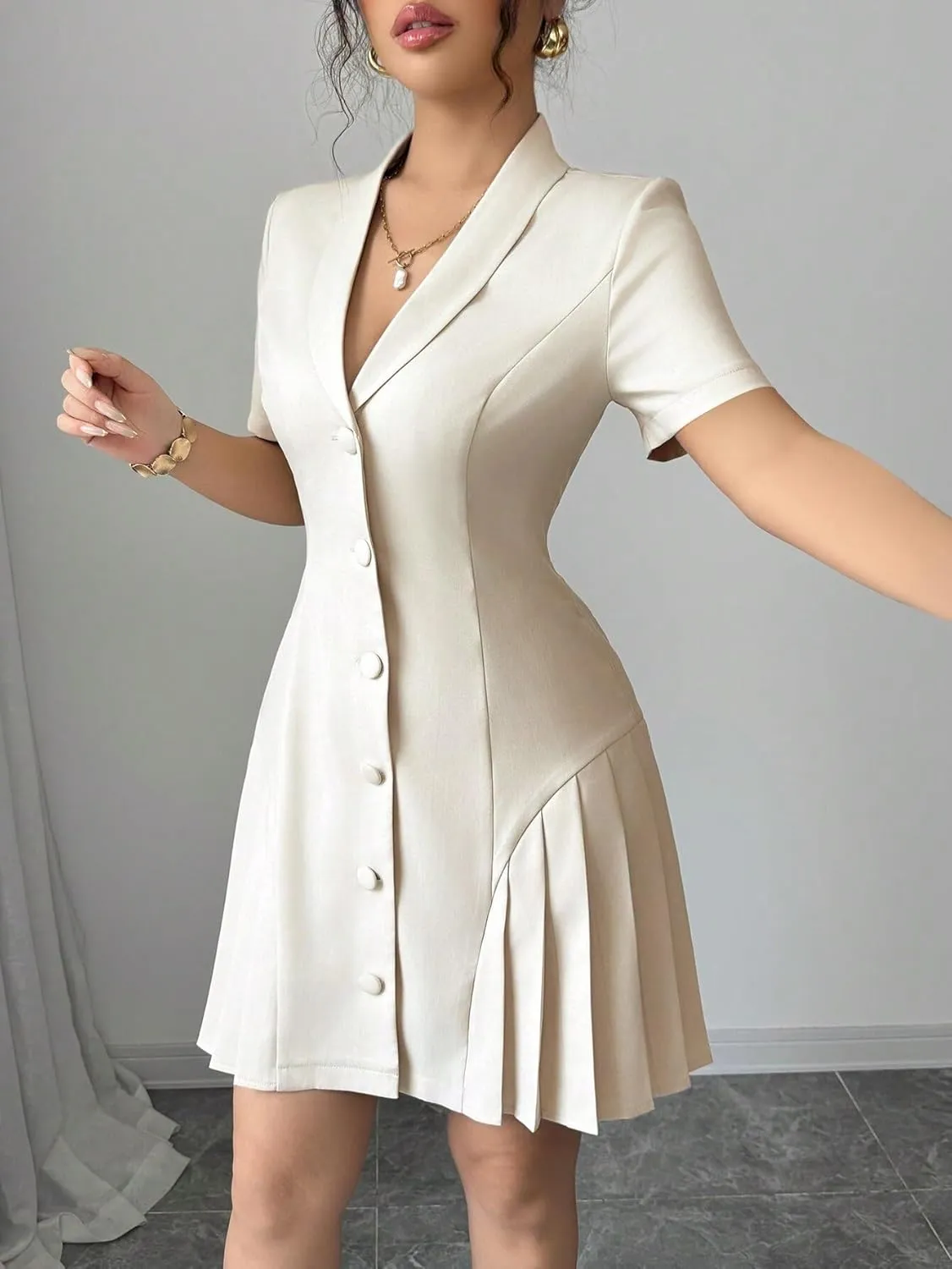 Women's Summer Mini Dress A-Line Ruffle Short Sleeve Mini Dress