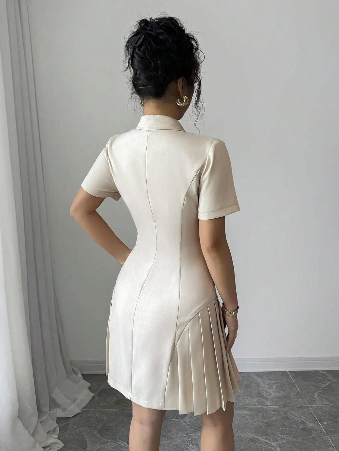 Women's Summer Mini Dress A-Line Ruffle Short Sleeve Mini Dress