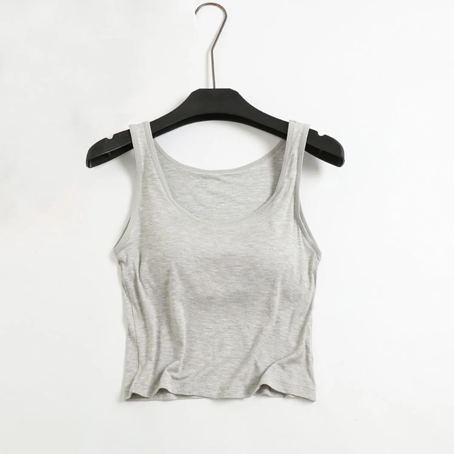 Women's Tank Tops with Buit in Bra Modal Camisole with Chest Pad Bottom T-Shirts Summer Yoga Sports Vest Crop Tops