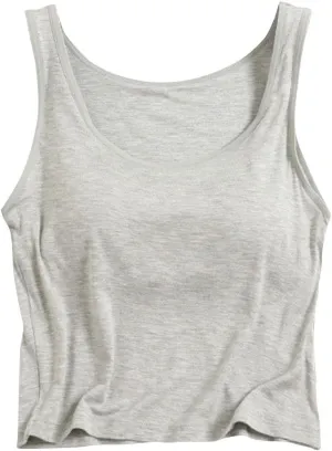 Women's Tank Tops with Buit in Bra Modal Camisole with Chest Pad Bottom T-Shirts Summer Yoga Sports Vest Crop Tops