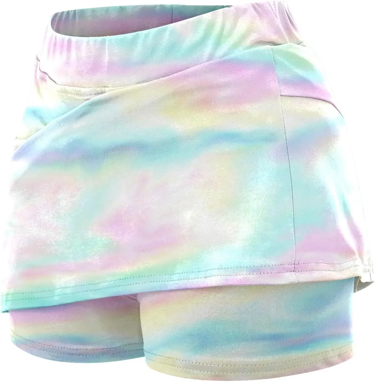 Women's Tennis Golf Mini Skirts with Pockets Casual Tie Dye High Waisted Elastic Skorts Summer Workout Skirt Inner Shorts