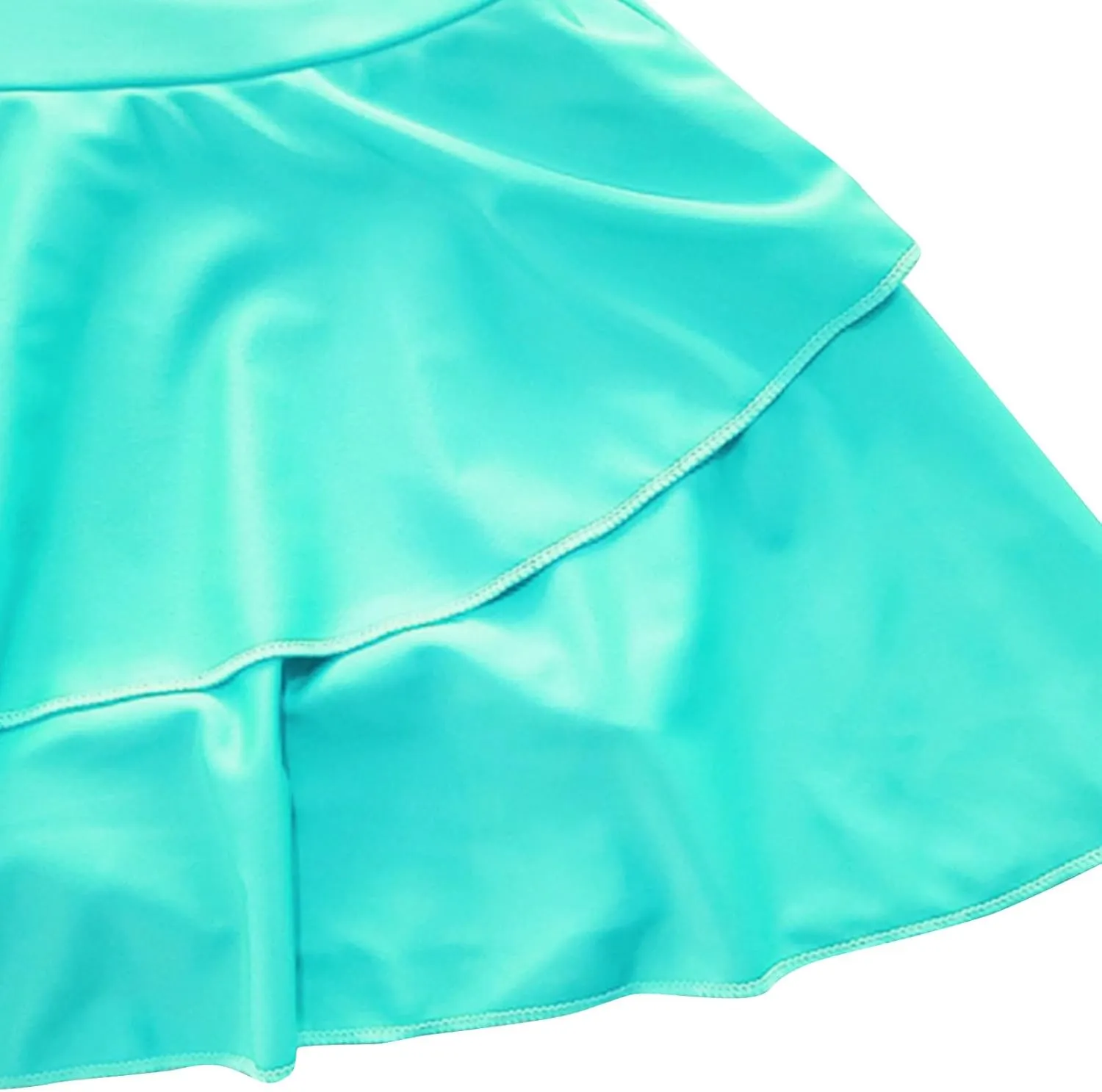 Womens U Back Inslace Layered Ruffle Hem Flutter Sleeve Swim Dress Ruffled Flowy Mini Short Dresses Cute Bodycon Dress