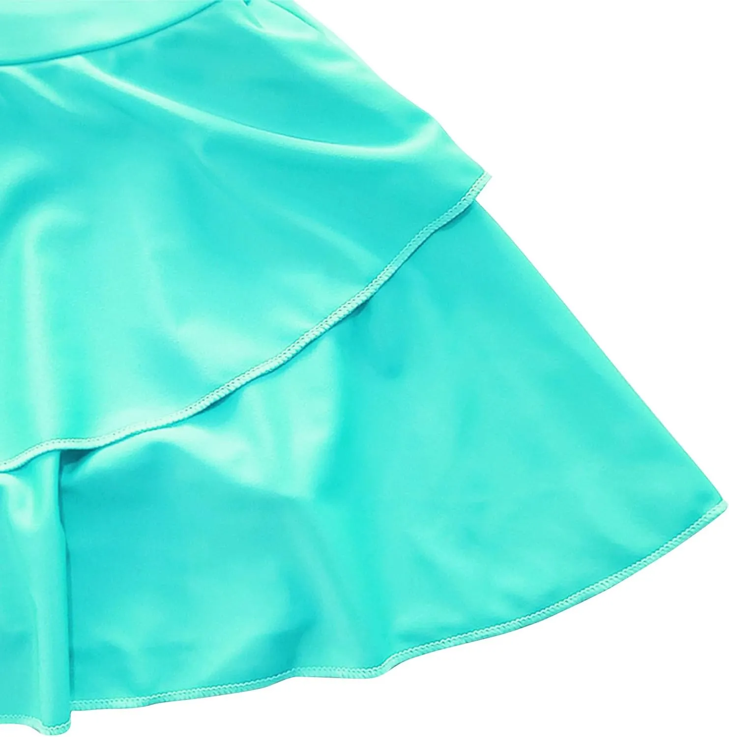 Womens U Back Inslace Layered Ruffle Hem Flutter Sleeve Swim Dress Ruffled Flowy Mini Short Dresses Cute Bodycon Dress