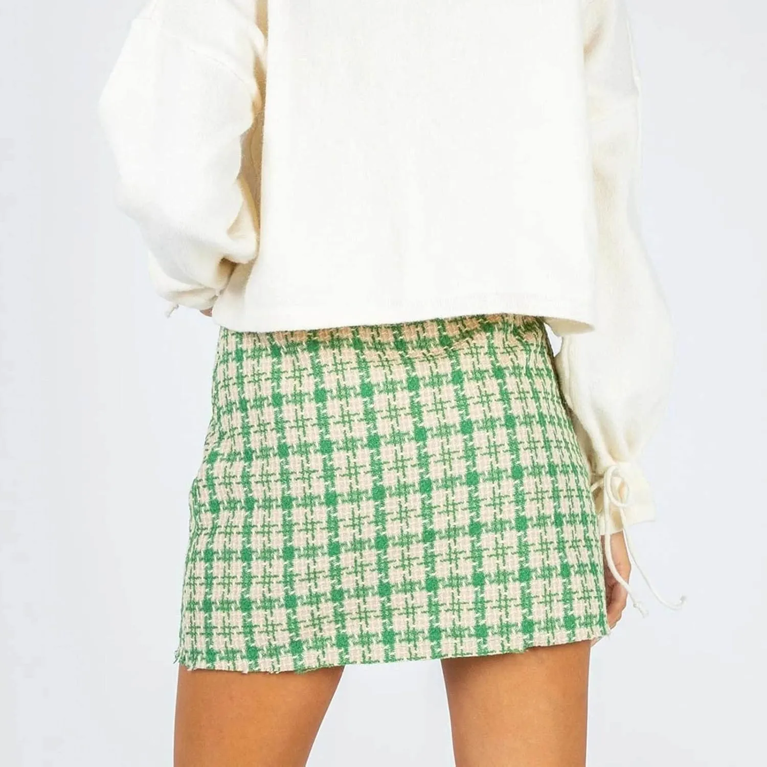 Women's Versatile Woolen Skirt Sexy High Waist Retro Skirt Dress Plaid A-line Short Trendy Casual Skirt Dresses,