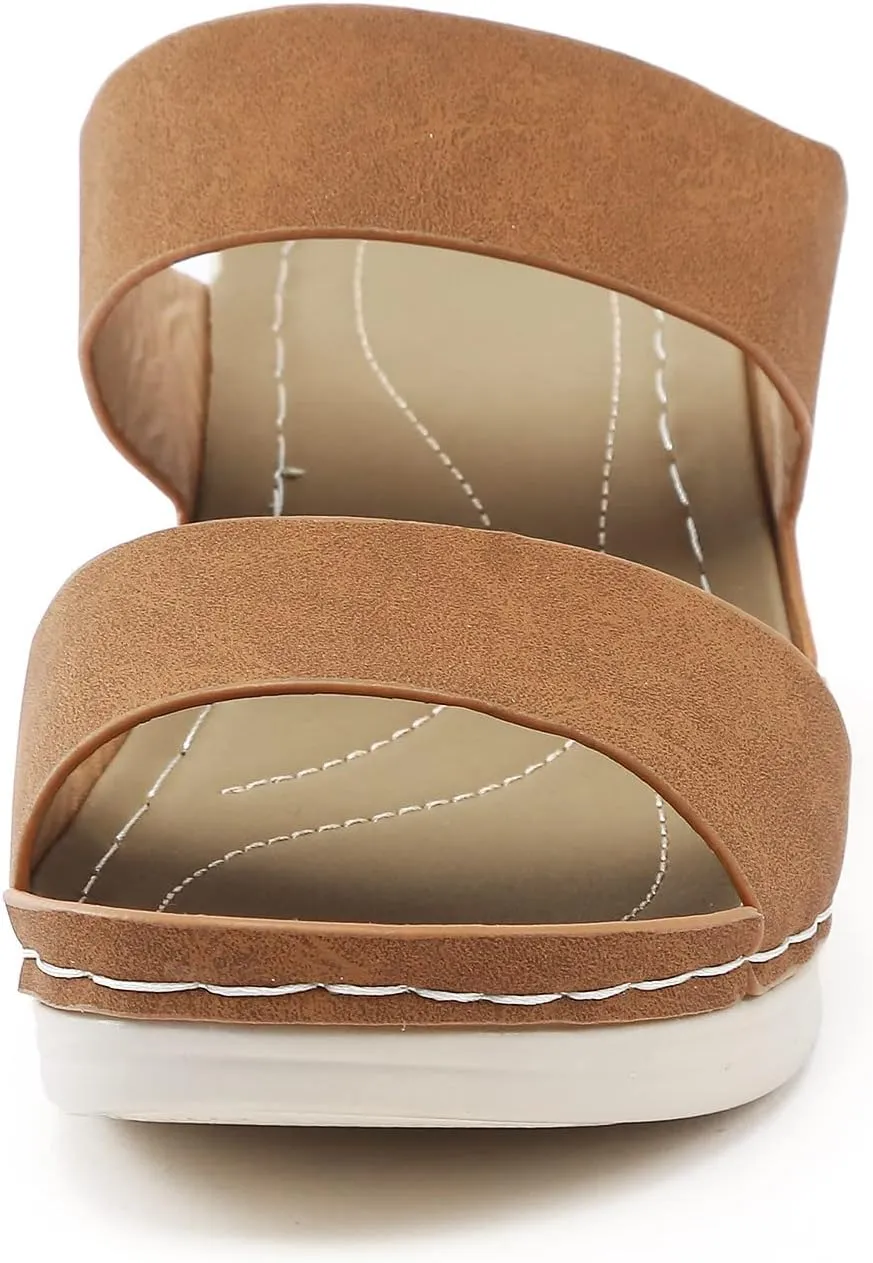 Women's Wedge Sandals Comfortable Orthopedic Sandalias Open Toe Slip on Platform Slides High Heeled Summer Shoes