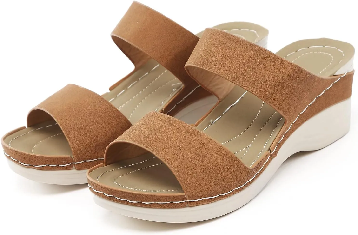 Women's Wedge Sandals Comfortable Orthopedic Sandalias Open Toe Slip on Platform Slides High Heeled Summer Shoes