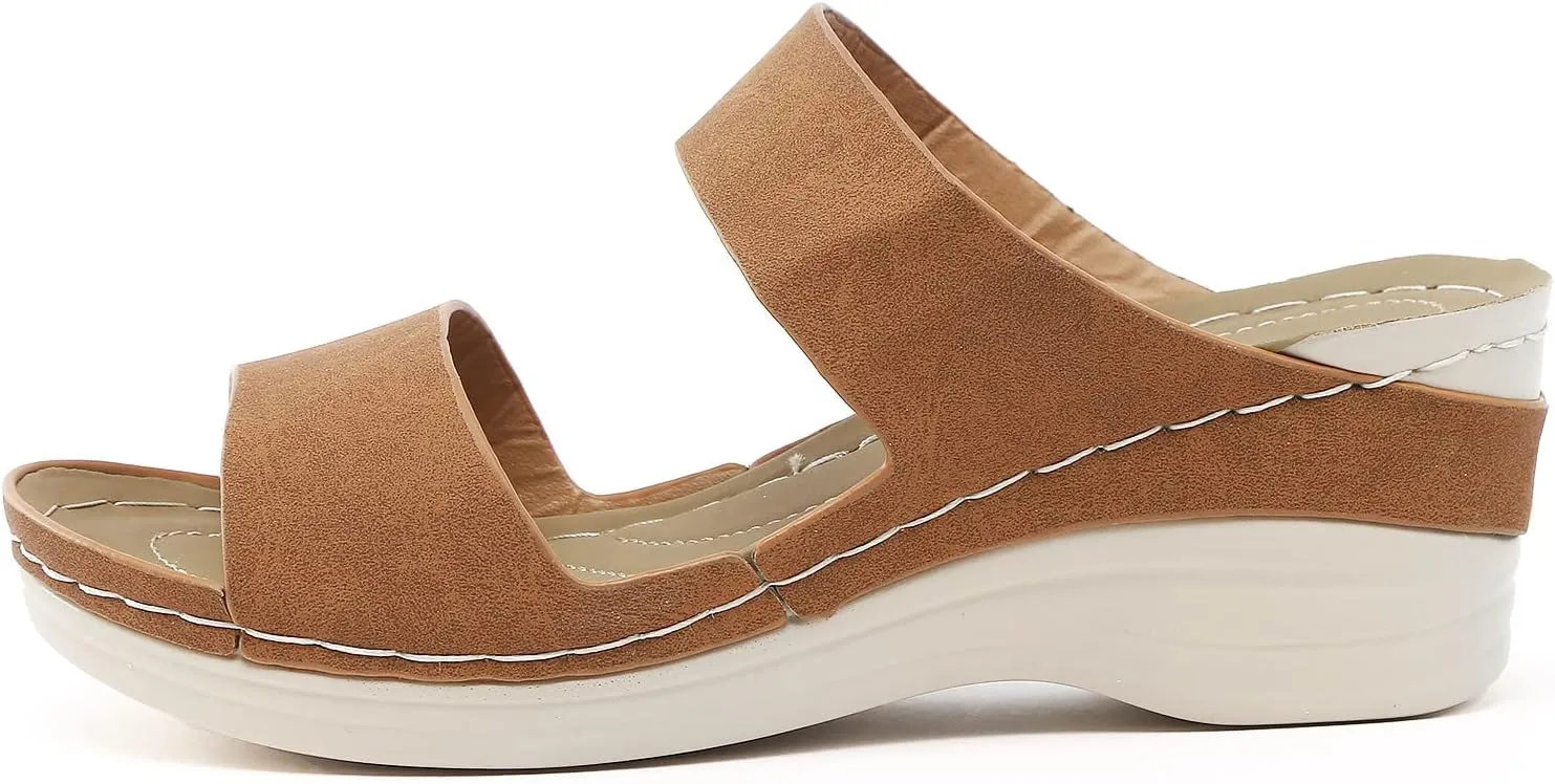 Women's Wedge Sandals Comfortable Orthopedic Sandalias Open Toe Slip on Platform Slides High Heeled Summer Shoes