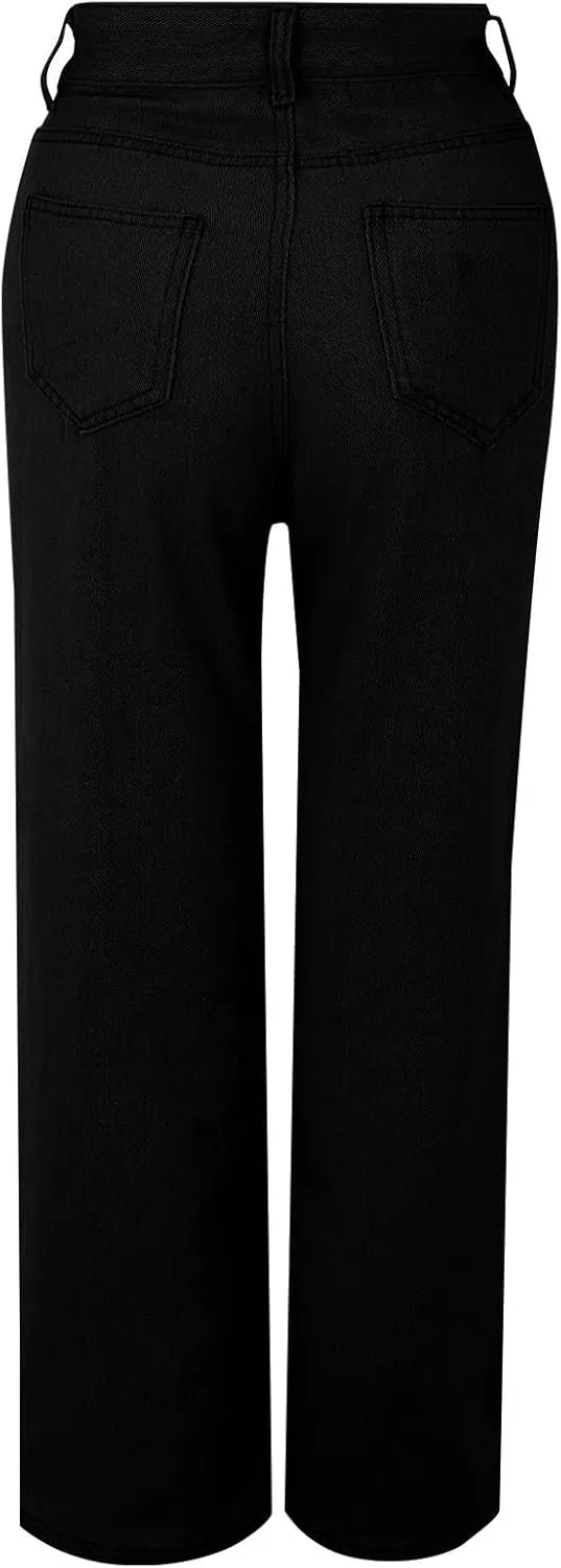 Women's Wide Leg Jeans High Waisted Jean Denim Pants with Pockets Casual Sweatpants Jeans Trousers