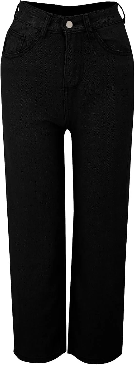 Women's Wide Leg Jeans High Waisted Jean Denim Pants with Pockets Casual Sweatpants Jeans Trousers