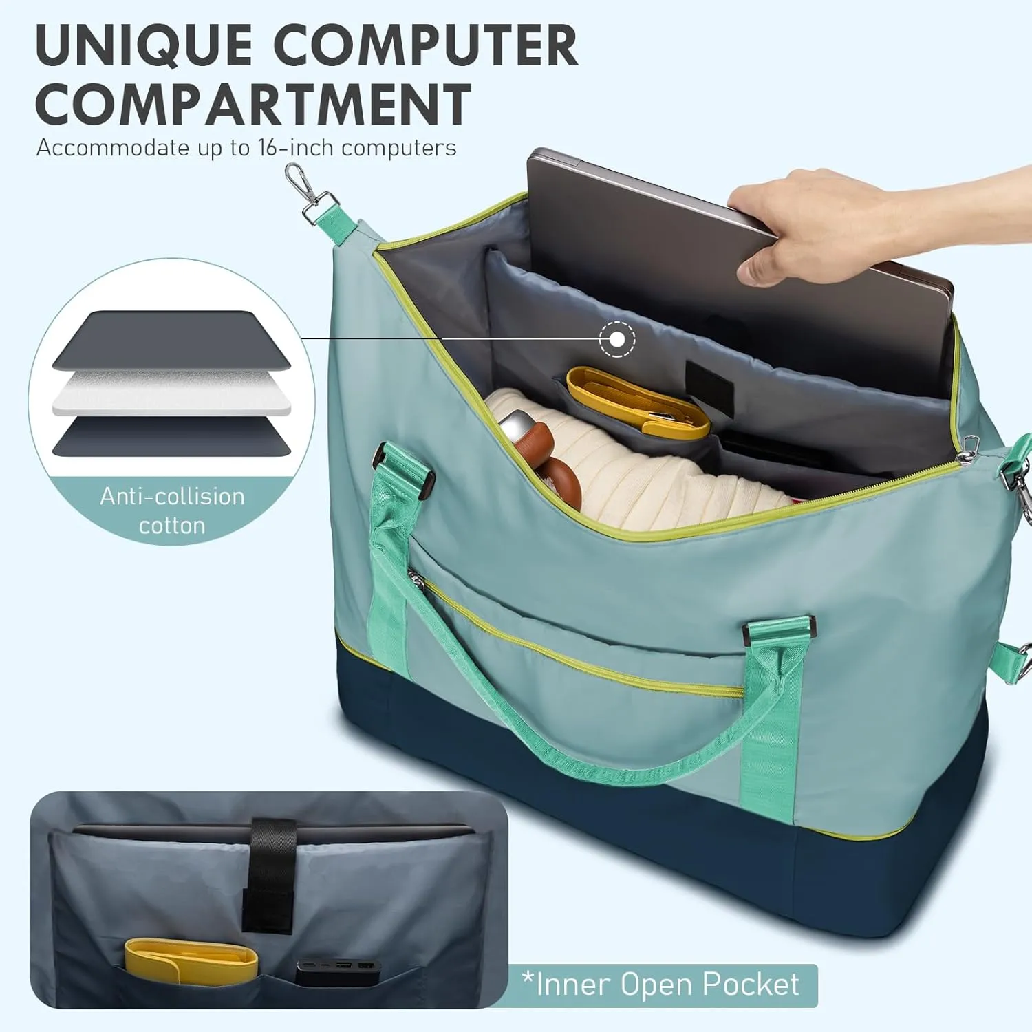 WOOMADA Weekender Overnight Bag for Women, Carry on Shoulder Travel Duffel with Shoes Compartment,Gym Bag with Toiletry Bag