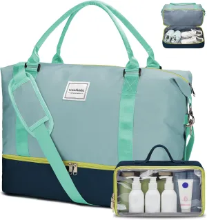 WOOMADA Weekender Overnight Bag for Women, Carry on Shoulder Travel Duffel with Shoes Compartment,Gym Bag with Toiletry Bag