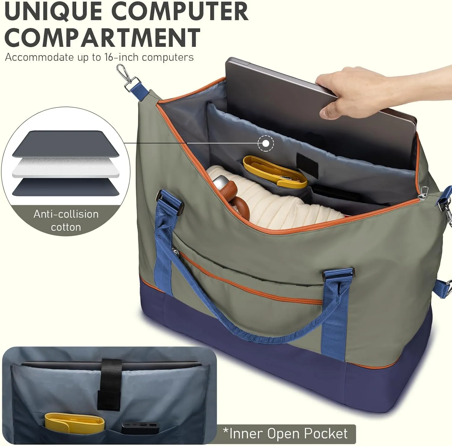 WOOMADA Weekender Overnight Bag for Women, Carry on Shoulder Travel Duffel with Shoes Compartment,Gym Bag with Toiletry Bag