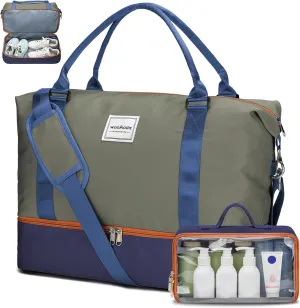 WOOMADA Weekender Overnight Bag for Women, Carry on Shoulder Travel Duffel with Shoes Compartment,Gym Bag with Toiletry Bag