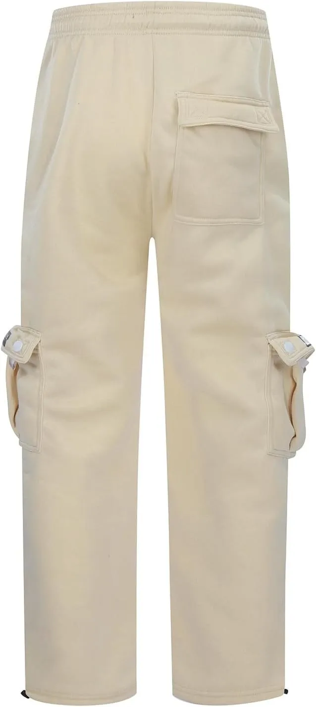 Work Pants for Men Solid Multi-Pocket Mid-Rise Zipper Comfort Stretch High Waist Slim Casual Straight Trousers