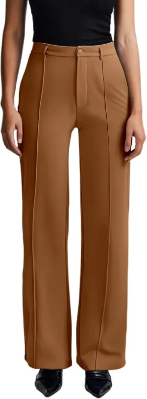 Work Pants for Women Elastic High Waist Stretchy Wide Leg Formal Business Office Dressy Casual Trousers Slacks