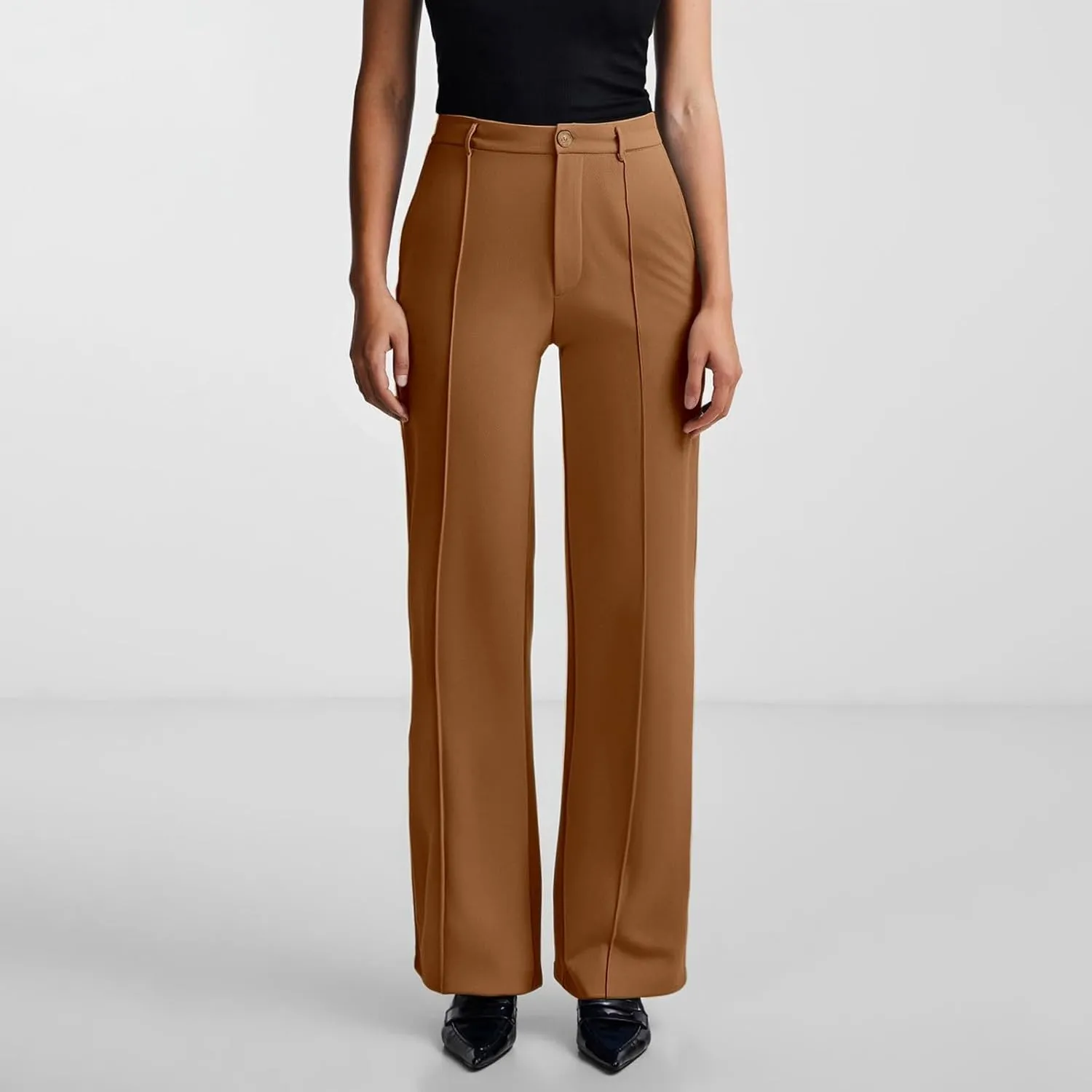 Work Pants for Women Elastic High Waist Stretchy Wide Leg Formal Business Office Dressy Casual Trousers Slacks