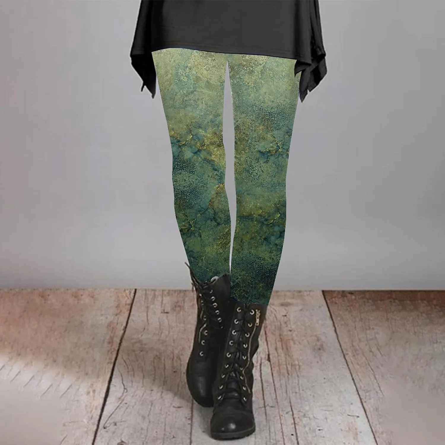 Workout Leggings for Women Fashion Soft Daily Vacation Deep Green Gray Green All Seasons Flare Leggings for Women