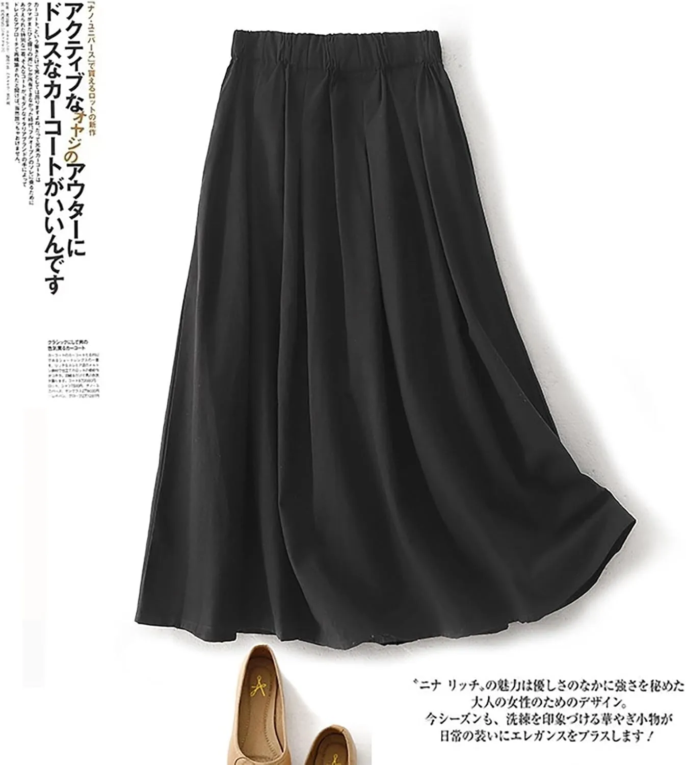 Wrap Skirts for Women Flowy Elastic High Waist Skirt Pleated A-Line Flowy Swing Cargo Skirt Loose Plus Size Skirt