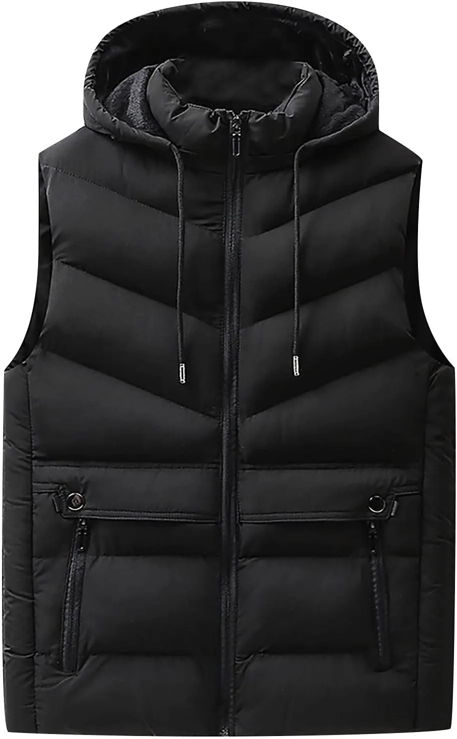 Ymosrh Men's Down Vest Lightweight Winter Vest Thicken Sleeveless Jacket With Hood Coats Puffer Vests Outerwear, L-6XL