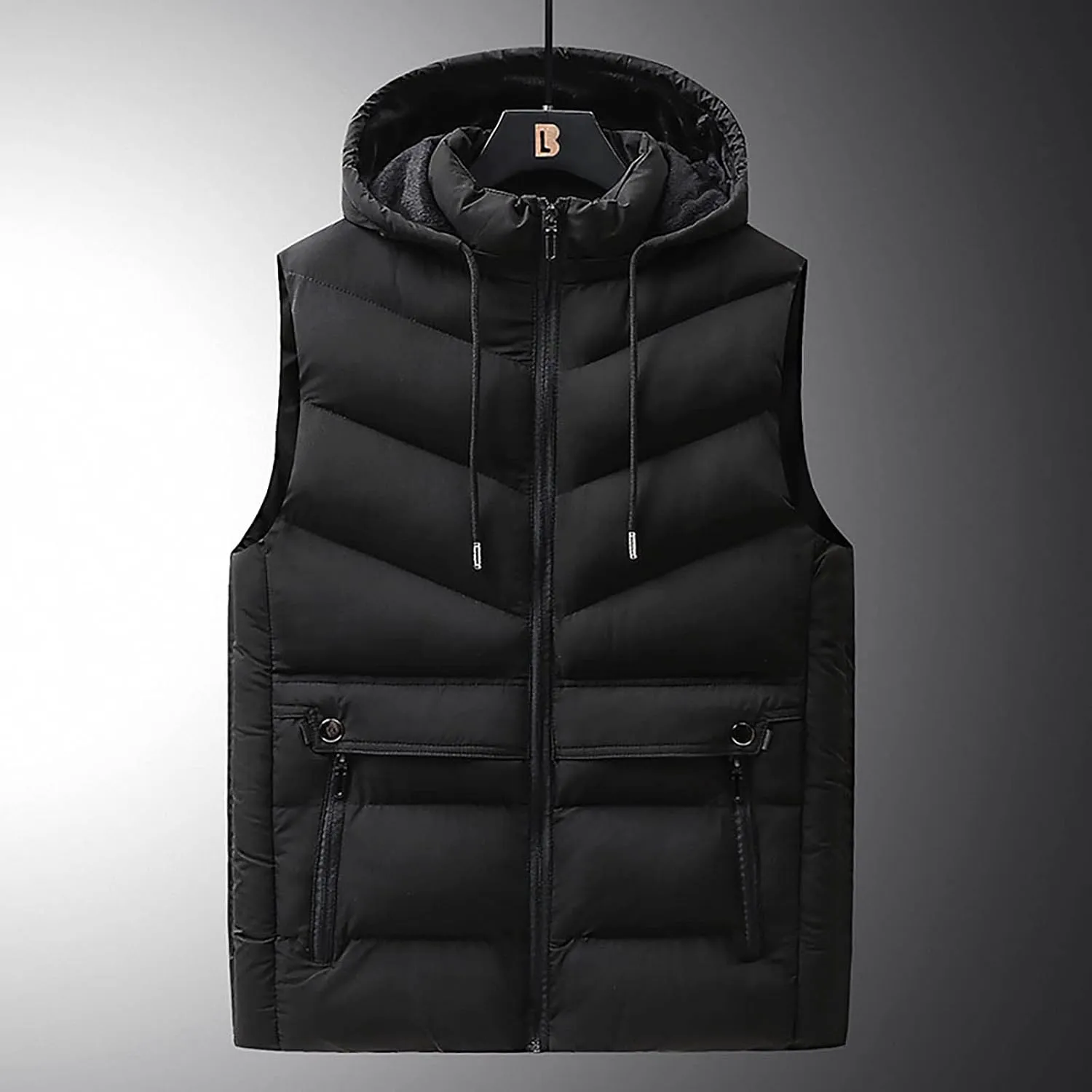 Ymosrh Men's Down Vest Lightweight Winter Vest Thicken Sleeveless Jacket With Hood Coats Puffer Vests Outerwear, L-6XL