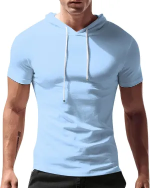 Ymosrh Men's Shirts Graphic Tees Short Sleeve Hooded T Shirts Lightweight Hoodie Pullover T Shirts Short, S-4XL