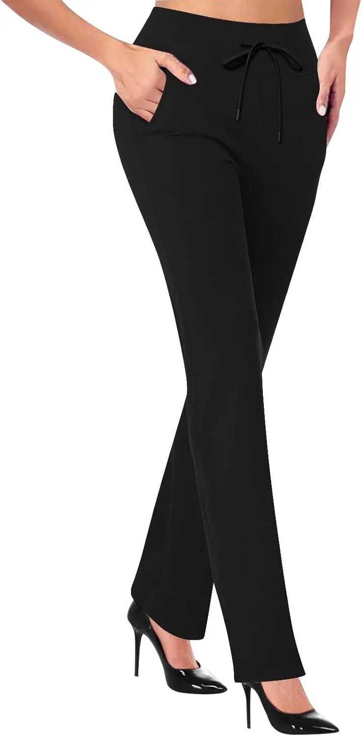 Yoga Pants Women Straight Leg Comfy High Waist Work Slacks Office Casual Stretchy Trousers Lounge Cozy Pull On Pant