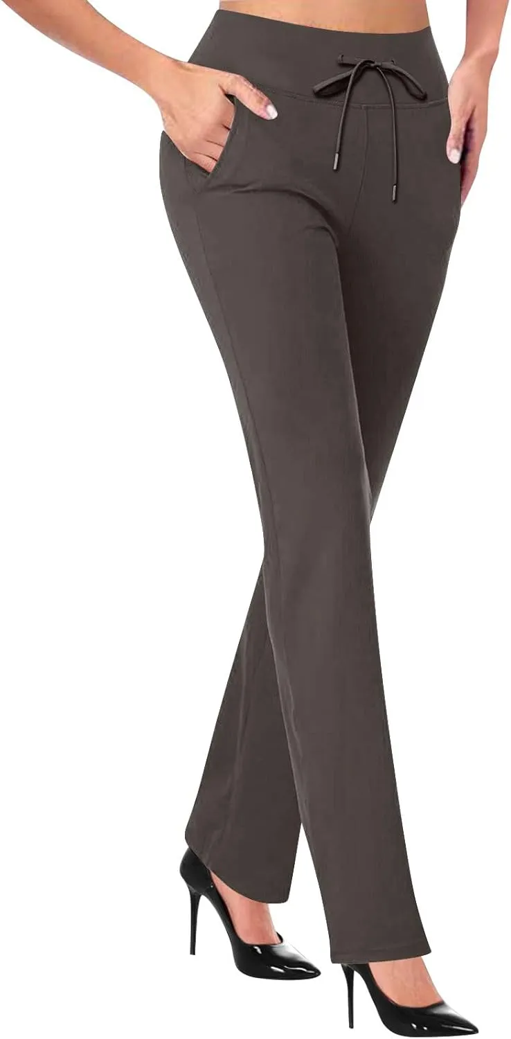 Yoga Pants Women Straight Leg Comfy High Waist Work Slacks Office Casual Stretchy Trousers Lounge Cozy Pull On Pant