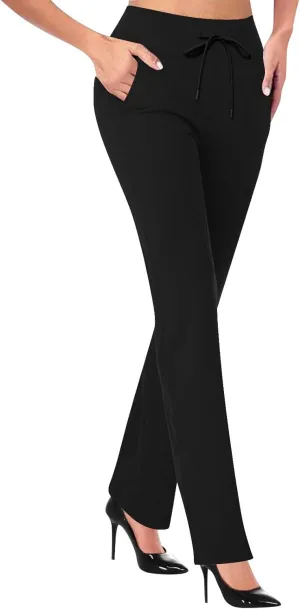 Yoga Pants Women Straight Leg Comfy High Waist Work Slacks Office Casual Stretchy Trousers Lounge Cozy Pull On Pant