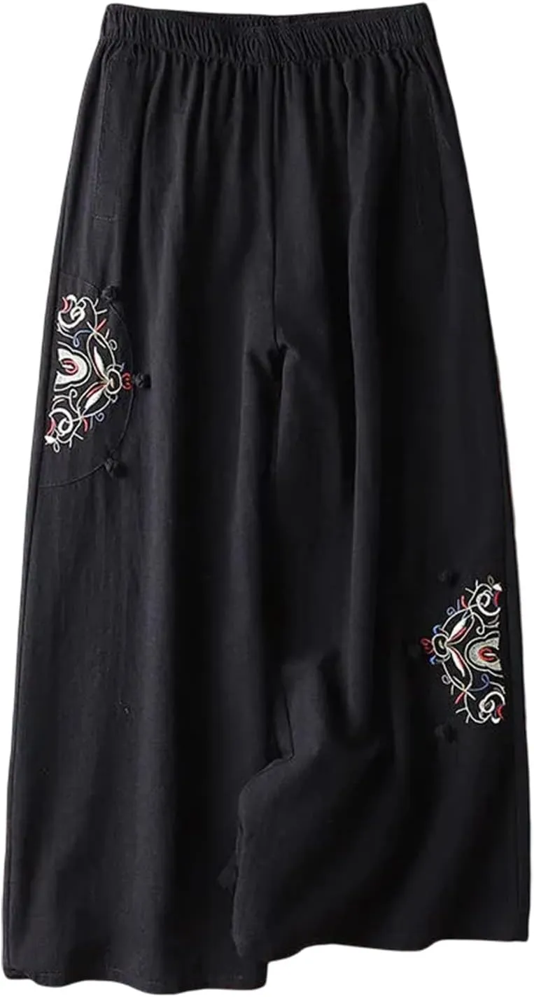 Yoga Pants Women Wide Leg Casual High Waist Loose Pants Straight Stretchy Lightweight Comfort Trousers with Pockets